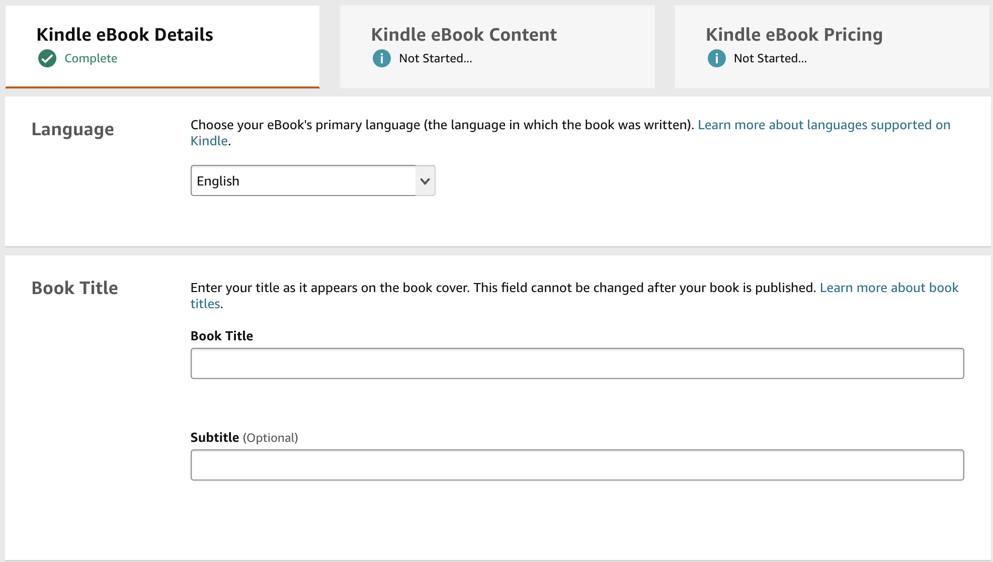 kindle direct publishing book details